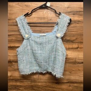 Paper crane Chic Tweed Crop Top - Blue size L